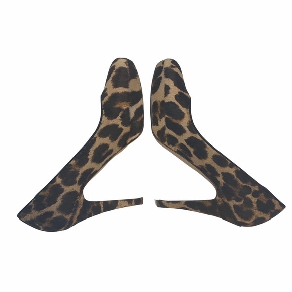 J. Crew Pia Calf Hair Leather Cheetah Platform Heels - Picture 7 of 12